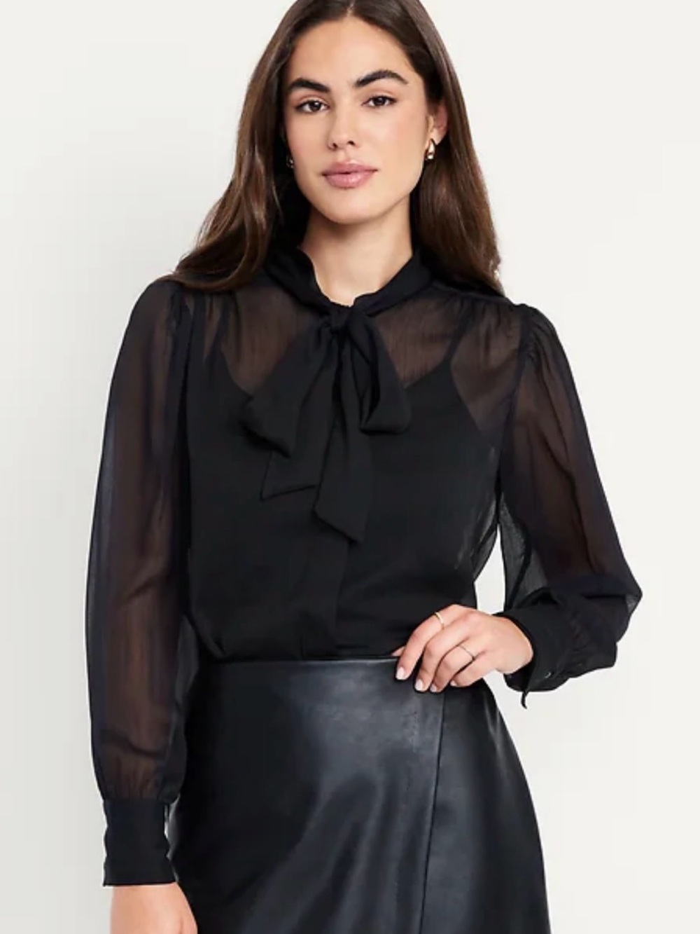 NWOT Sheer Tie-Neck Blouse